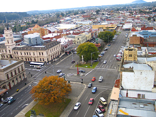 A panoramic view of Ballarat's historic precinct showcasing its architectural heritage and natural beauty