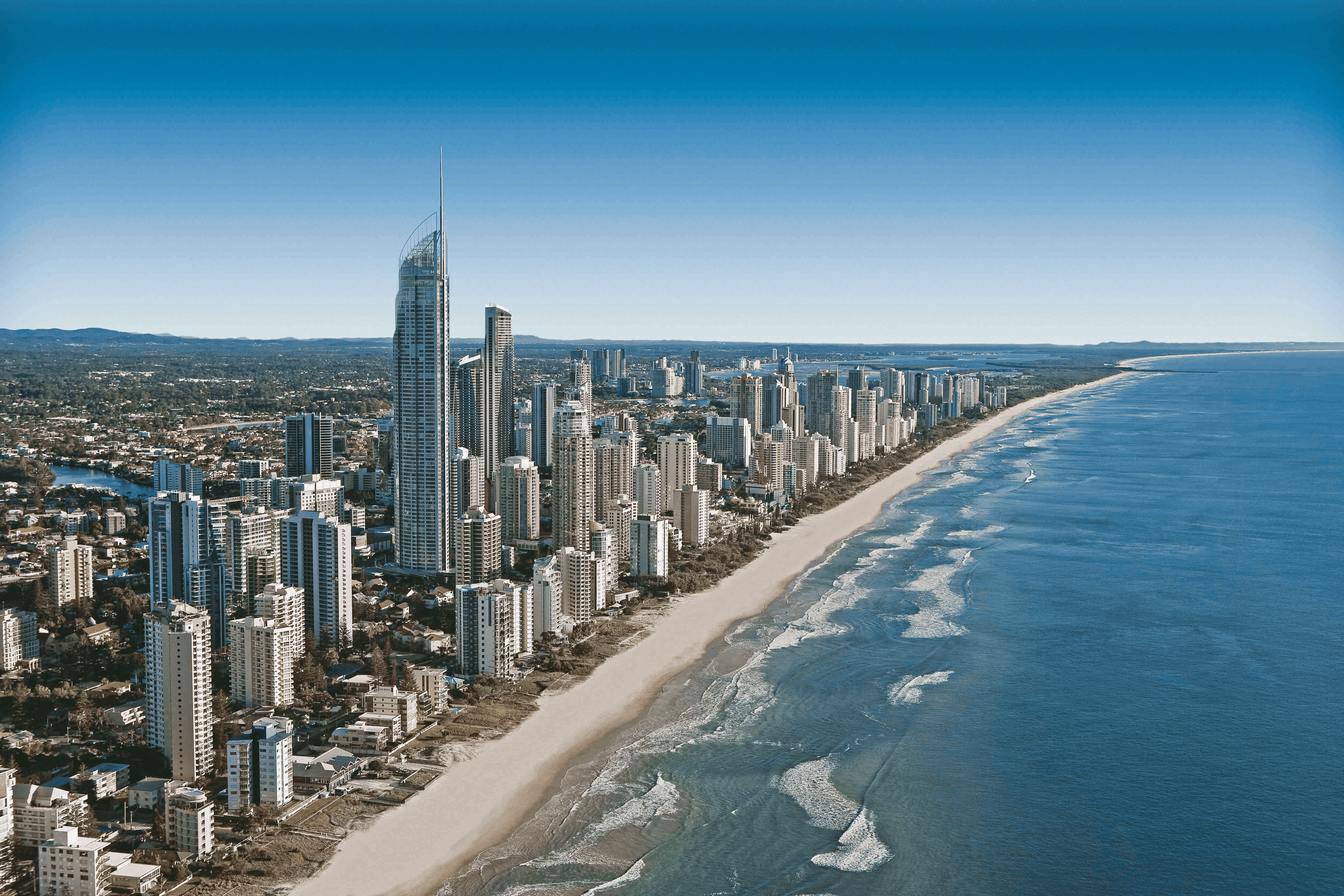 A picturesque view of Gold Coast's skyline and coastline