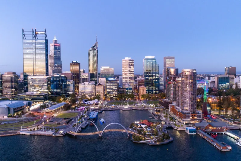 Academic Jobs Panoramic view of Perth, showcasing its educational institutions and natural beauty