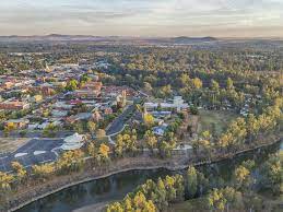 Academic Jobs Panoramic view of Wagga Wagga, Australia, showcasing its picturesque landscape and urban charm
